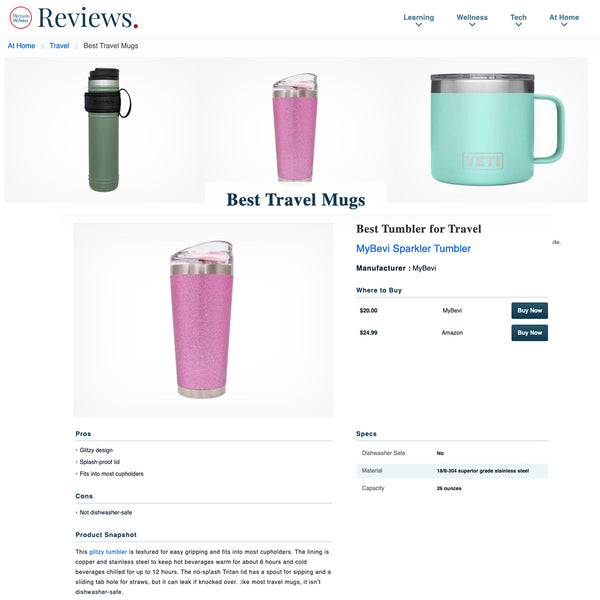 Merriam-Webster Reviews selects MyBevi as the best tumbler for travel!