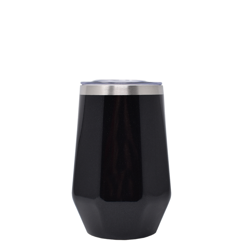 WAO 12 Ounce Thermal Wine Tumbler with Lid in Black