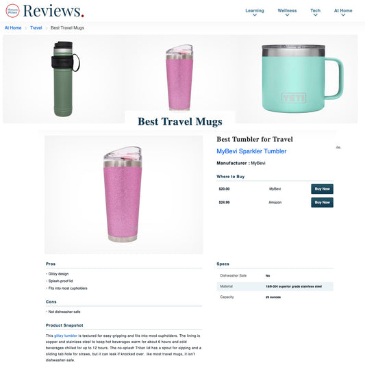 Merriam-Webster Reviews selects MyBevi as the best tumbler for travel!