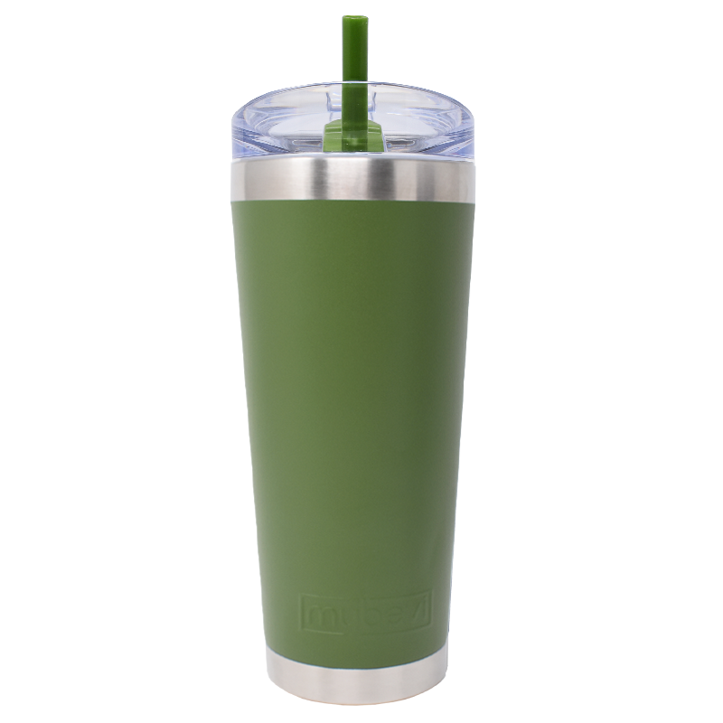 MyBevi 26 oz Stainless Steel Tumbler | Powder Coated Cup With Straw