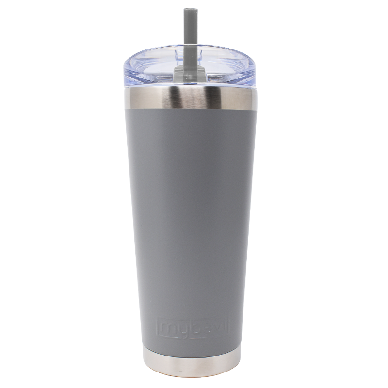 MyBevi 26 oz Stainless Steel Tumbler | Powder Coated Cup With Straw