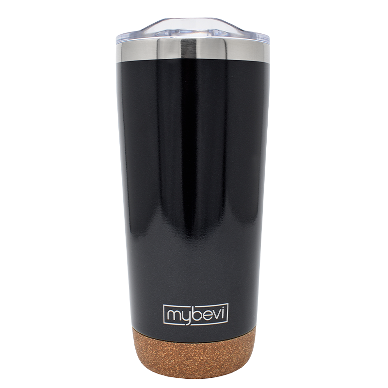 Black vacuum insulated travel tumbler